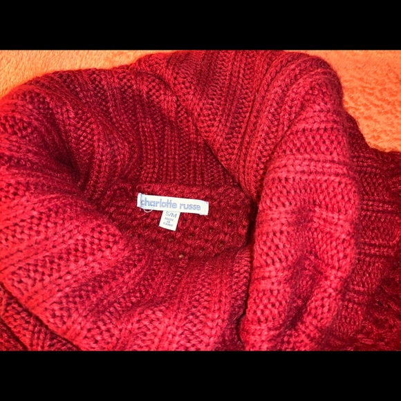 High Neck Fringe Hem Poncho Sweater - Picture 2 of 3